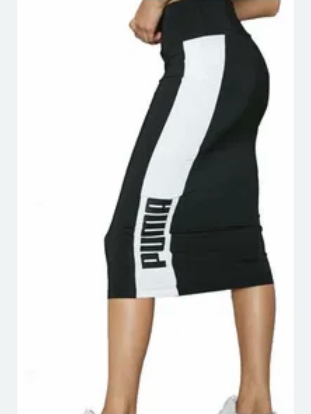 Puma Black Midi Skirt with White Side Panel and Logo